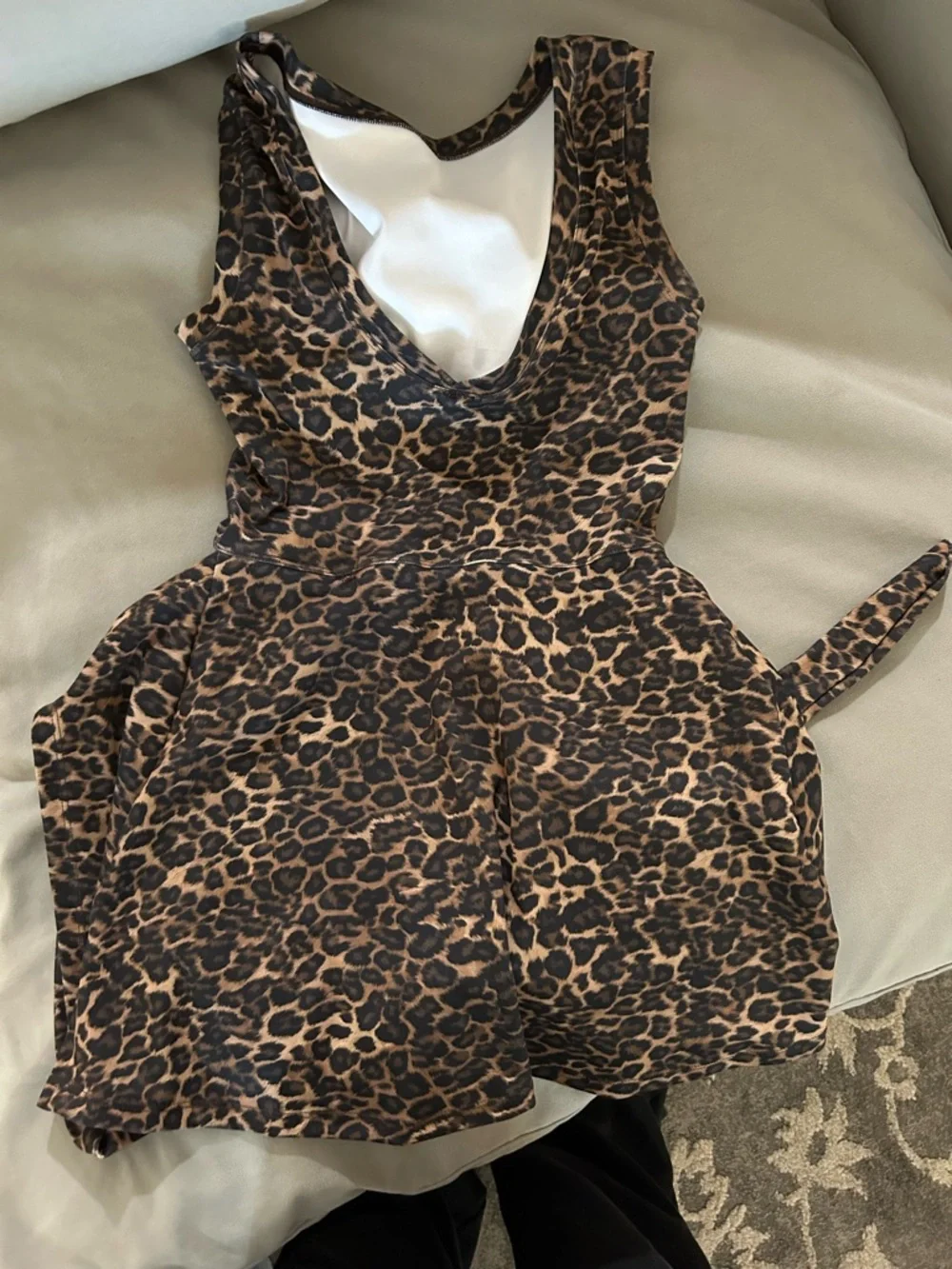 Sleeveless Leopard-Print Tie Accent Mini Dress - Brown/Black - Picture 4 of 4